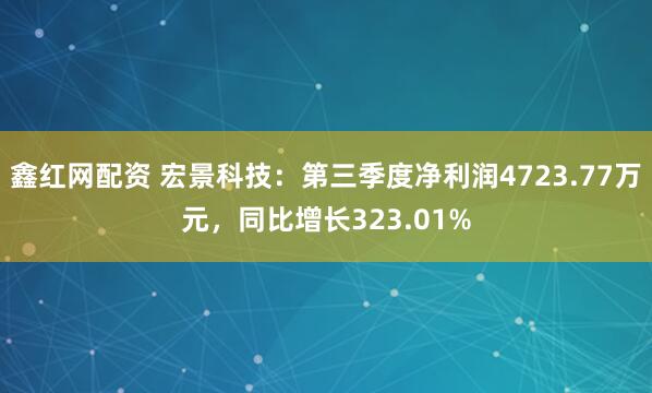 鑫红网配资 宏景科技：第三季度净利润4723.77万元，同比增长323.01%